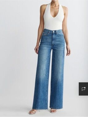 DL1961 High-Rise Wide Leg Jeans in Medium Blue